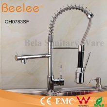 Colored Kitchen Faucet Two Heads Deck Mount Hot and Cold Water Pull Down Spring Kitchen Sink Faucet